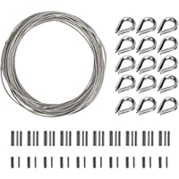 LAITER Kit de barandilla de cable La cuerda de alambre incluye 50 bucles de engarce de aluminio de doble barril y 10…